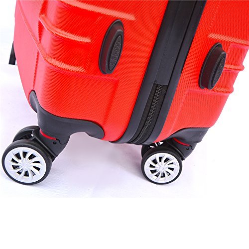 SHAIK® 3-tlg. DESIGN CLASSIC Hartschalen Kofferset, Trolley, Koffer, Reisekoffer, 40/78/124 Liter, 4 Doppelrollen, (Rot) - 