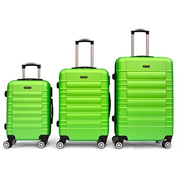 SHAIK® 3-tlg. DESIGN CLASSIC Hartschalen Kofferset, Trolley, Koffer, Reisekoffer, 40/78/124 Liter, 4 Doppelrollen, (Grün/Türkis) -