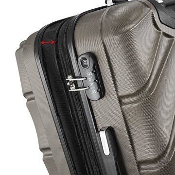 SHAIK® 3-tlg. DESIGN Hartschalen Kofferset, Trolley, Koffer, Reisekoffer, 40/78/124 Liter, 4 Doppelrollen, 25% mehr Volumen durch Dehnfalte (Dunkelblau) - 