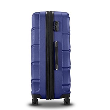 SHAIK® 3-tlg. DESIGN Hartschalen Kofferset, Trolley, Koffer, Reisekoffer, 40/78/124 Liter, 4 Doppelrollen, 25% mehr Volumen durch Dehnfalte (Dunkelblau) - 