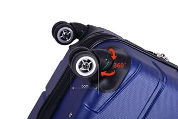 SHAIK® SH002 3-tlg. DESIGN RAZZER Hartschalen Kofferset, Trolley, Koffer, Reisekoffer, 50/80/120 Liter, 4 Doppelrollen, 25% mehr Volumen durch Dehnfalte (Dunkelblau) - 
